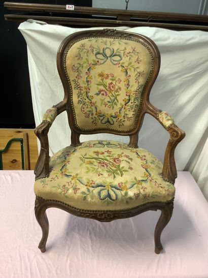 Louis XV style cabriolet armchair, late 19th...