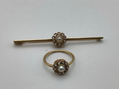 Broche en or jaune ornée de brillants et...