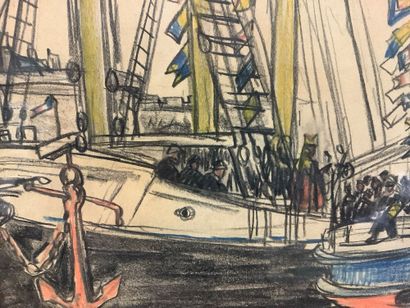 Yvonne JEAN-HAFFEN - Mixed charcoal and colored...