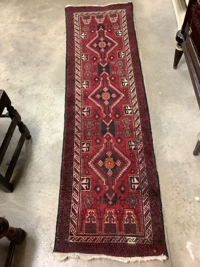 Persian corridor carpet, handmade wool, geometric...