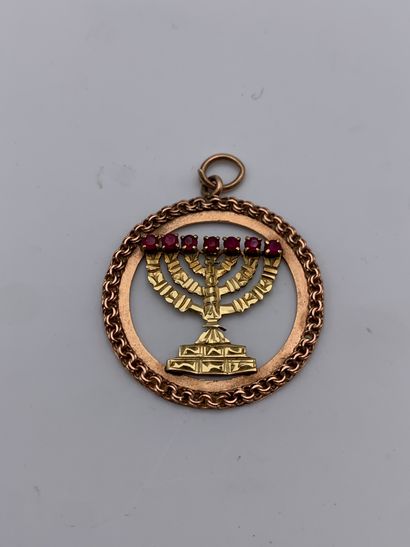 Pendentif circulaire en or 585 millièmes...