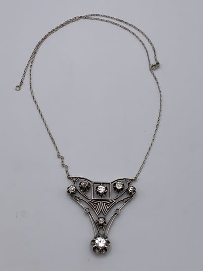 Collier en or 750 millièmes et argent 800...