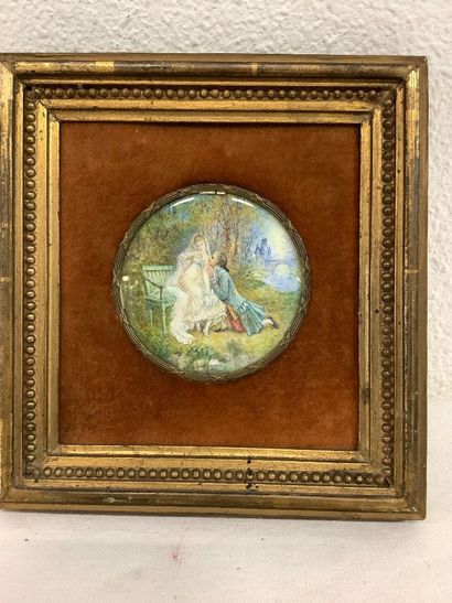 Miniature painting of a romantic scene. In...