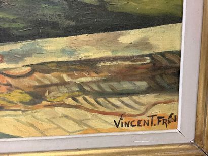 Oil on canvas, port of Monaco in the 30s,...