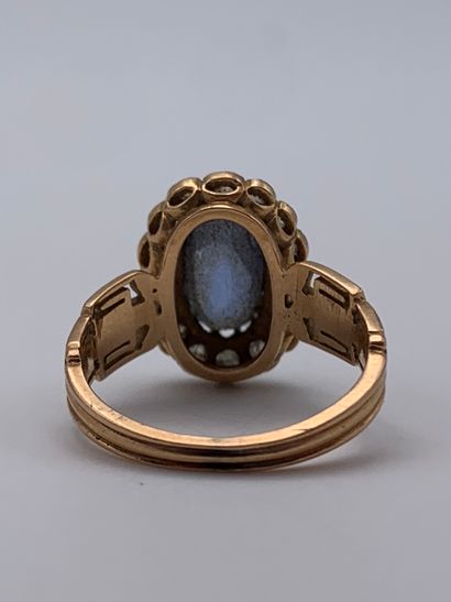 Bague pompadour en or rose 750 millièmes,...