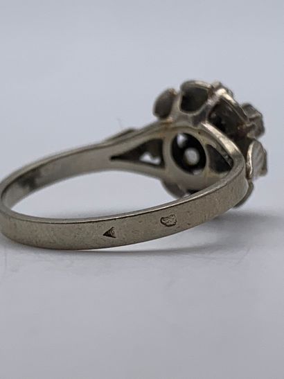 Bague en or gris 750 millièmes, centré d...