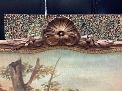Large molded and carved walnut fire screen...