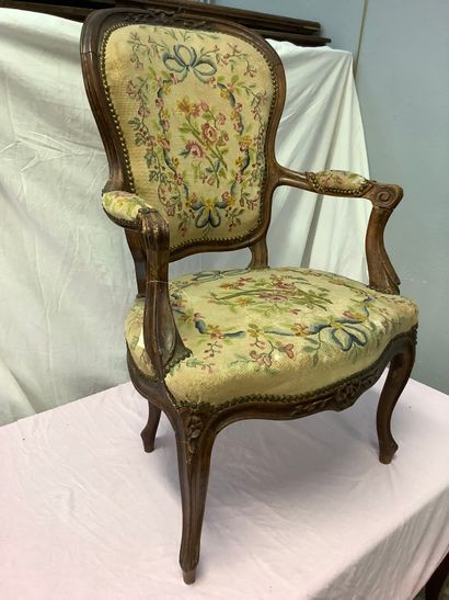 Louis XV style cabriolet armchair, late 19th...