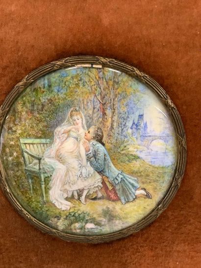 Miniature painting of a romantic scene. In...