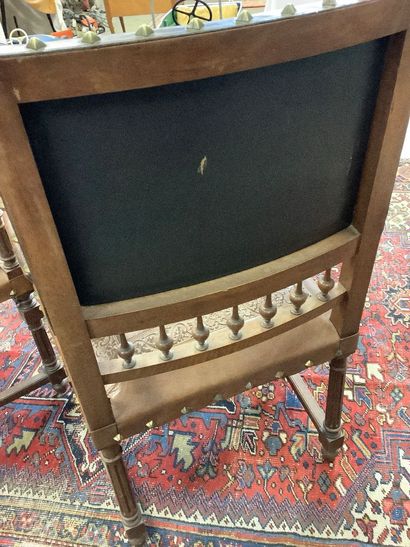 Set of two large Henri II style armchairs...
