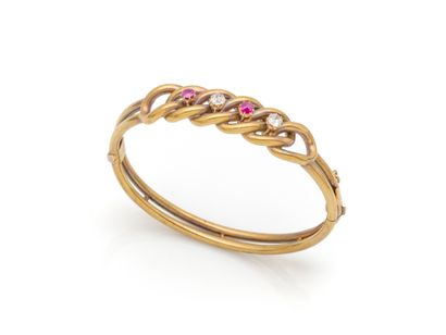 Bracelet jonc rigide ouvrant en or 375 millièmes,...