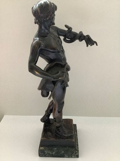 Statuette en bronze sur socle marbre «FASCINATOR»...