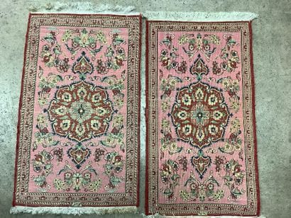 2 wool carpets for beds, pink background,...