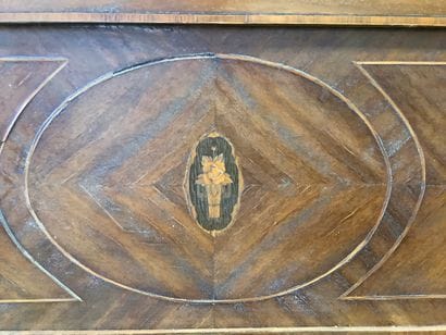 Large overmantel, beveled mirror, wood surround...
