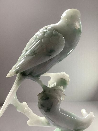 Ensemble de trois oiseaux perchés en pierre...
