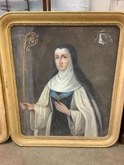 Oil on canvas of a portrait of a sister with...