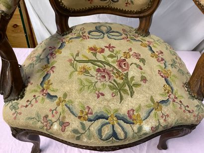 Louis XV style cabriolet armchair, late 19th...