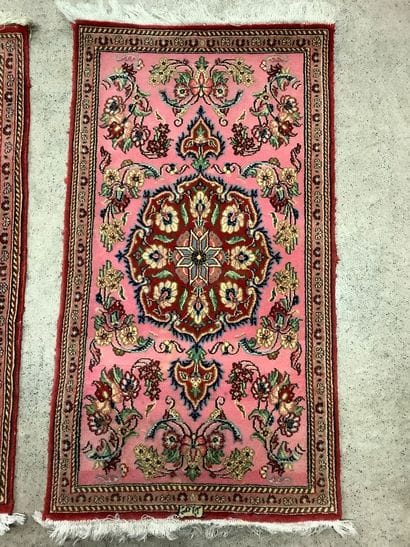 2 wool carpets for beds, pink background,...