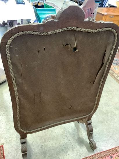 Large molded and carved walnut fire screen...