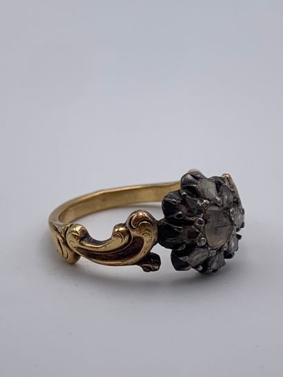 Bague en or jaune 750 millièmes et argent...