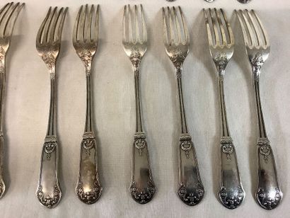 Ménagère: partie de ménagère en métal argenté...
