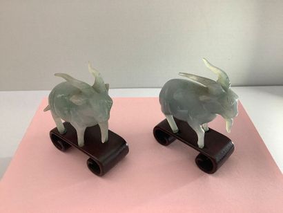 Ensemble de deux sujets «Boucs» en pierre...