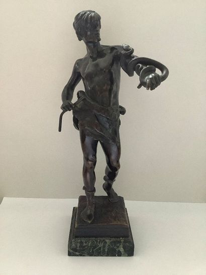 Statuette en bronze sur socle marbre «FASCINATOR»...