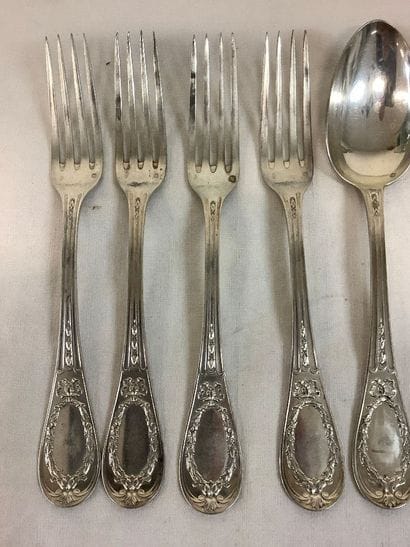 Argent: partie de ménagère en argent poinçon...