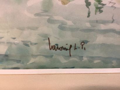 Watercolor depicting the exit from Honfleur...