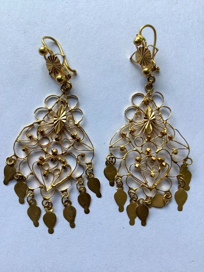 Paire de pendants d’oreilles en or 750 millièmes...