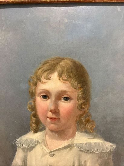 Small oil on panel of a child ascending to...