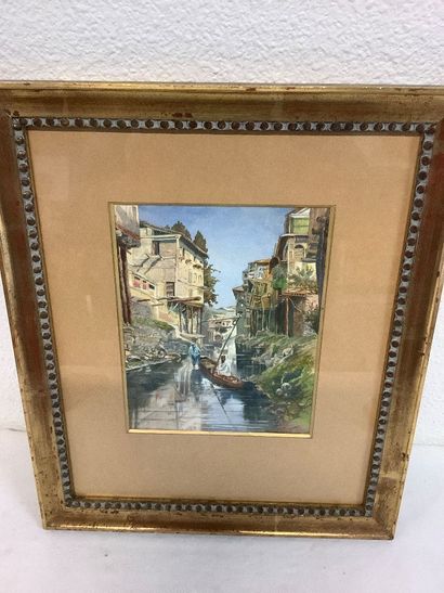Enhanced watercolor depicting a view of SMYRNE...
