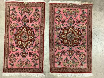 2 wool carpets for beds, pink background,...