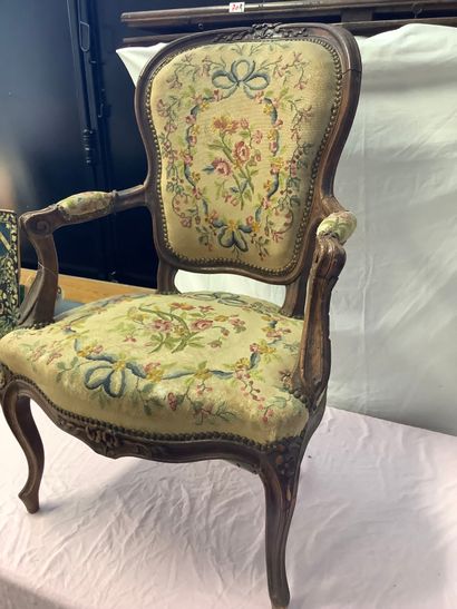 Louis XV style cabriolet armchair, late 19th...