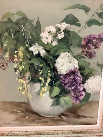 Oil on panel the bouquet passed signed André...
