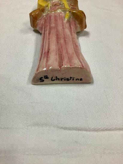 Lot de 3 céramiques religieuses: Saint Christophe,...