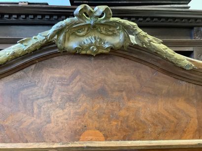 Large overmantel, beveled mirror, wood surround...