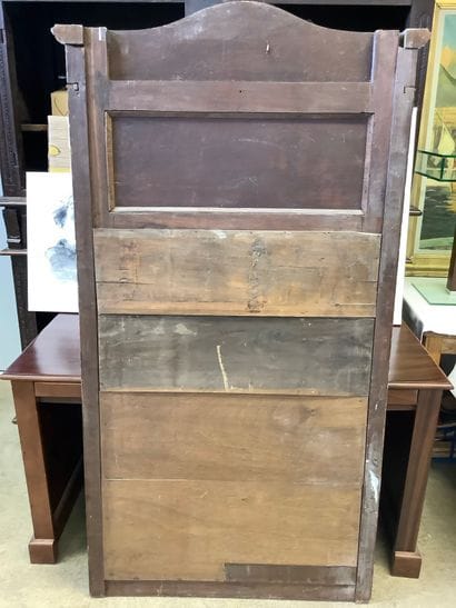 Large overmantel, beveled mirror, wood surround...