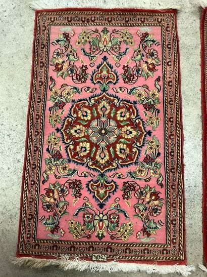 2 wool carpets for beds, pink background,...