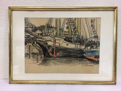Yvonne JEAN-HAFFEN - Mixed charcoal and colored...