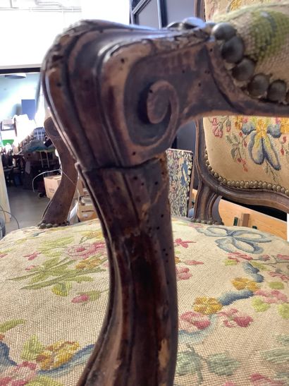 Louis XV style cabriolet armchair, late 19th...