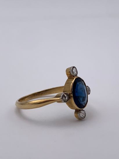 Bague en or jaune 750 millièmes ornée d une...