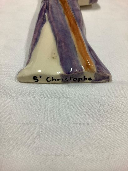 Lot de 3 céramiques religieuses: Saint Christophe,...