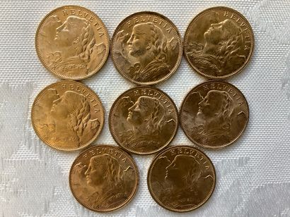 8 PIÈCES DE 20 FRANCS OR