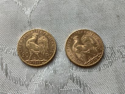 2 pièces de 20 francs or, coq marianne :...