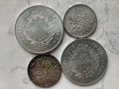 264 grams of silver coins, 50 francs hercule...