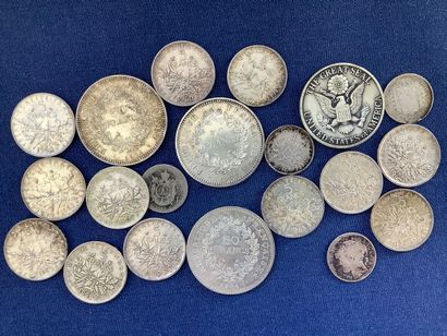 Silver coins weighing a total of 710gr, including...