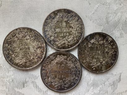 Set of 4 Hercule 10fr coins.