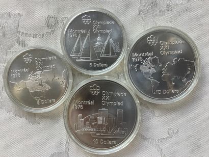Lot de 4 pièces en argent sous capsule, poids...