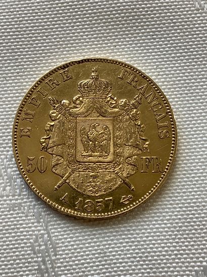 Pièce 50 francs or, année 1857.